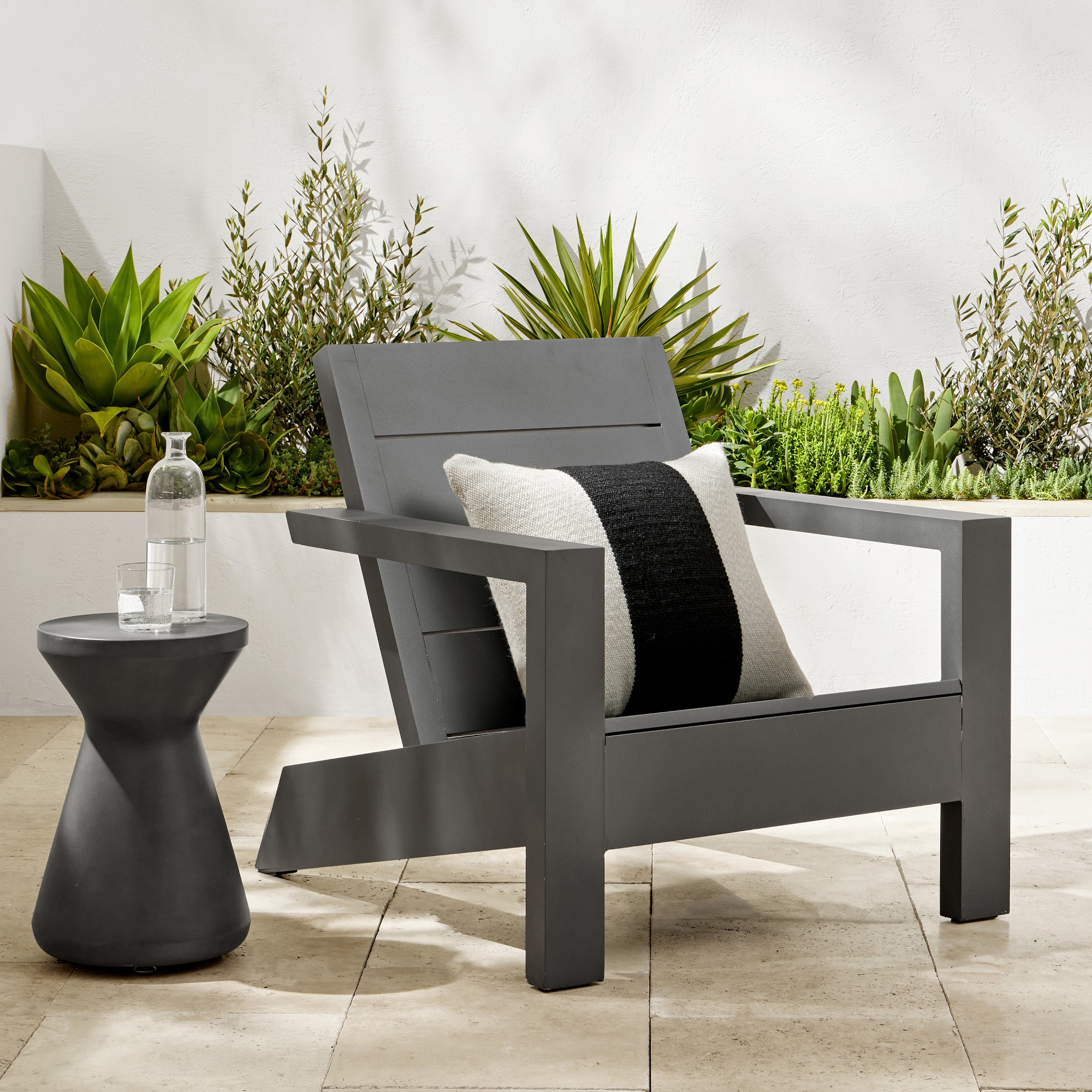 Larnaca Outdoor Slate Grey Metal Deck Chair