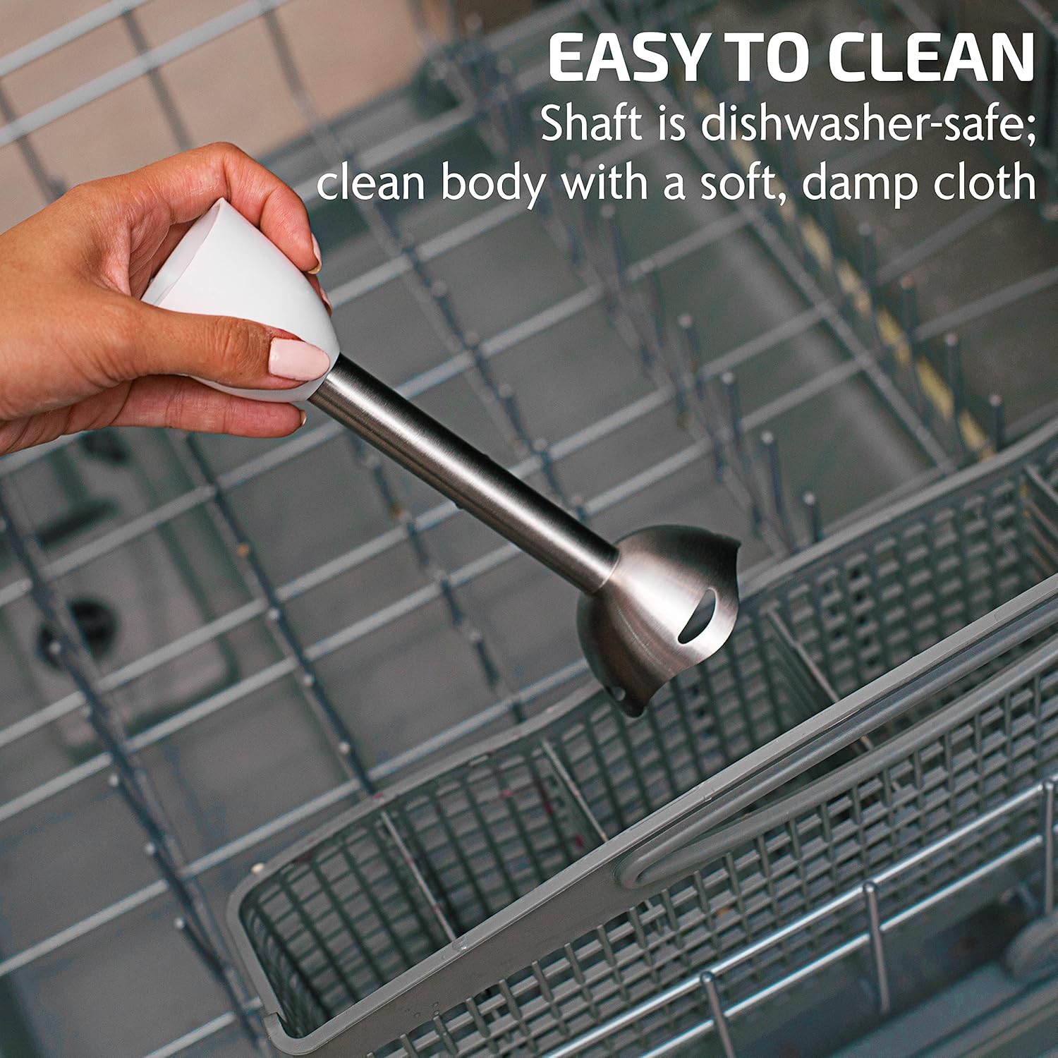 OVENTE Electric Immersion Hand Blender 300 Watt 2 Mixing Speed with Stainless Steel Blades, Powerful Portable Easy Control Grip Stick Mixer Perfect for Smoothies, Puree Baby Food & Soup, Black HS560B