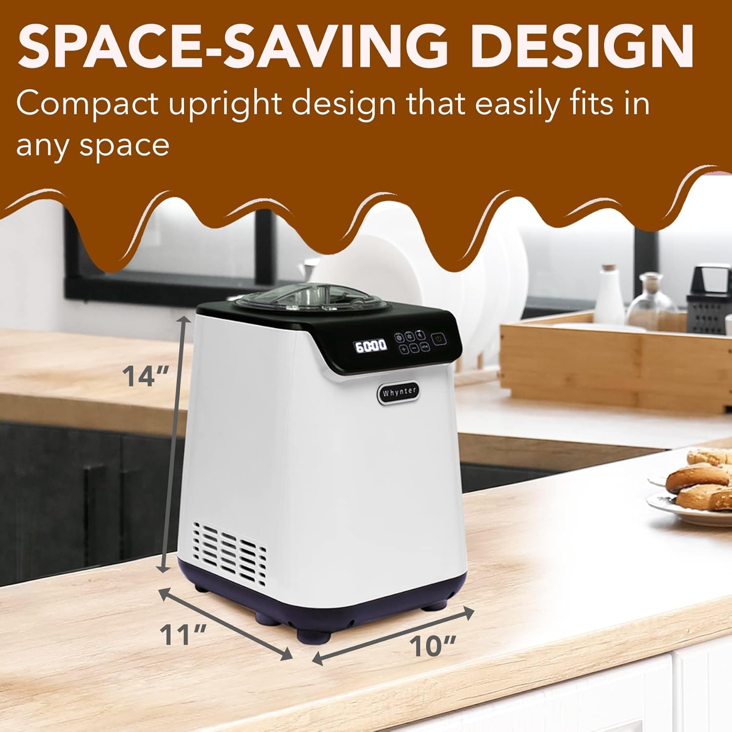 Whynter Ice Cream Maker Machine Automatic 2.1 Qt. upright with Built-in Compressor, LCD Digital Display & Timer, No Pre-Freezing, ICM-201SB, Stainless Steel