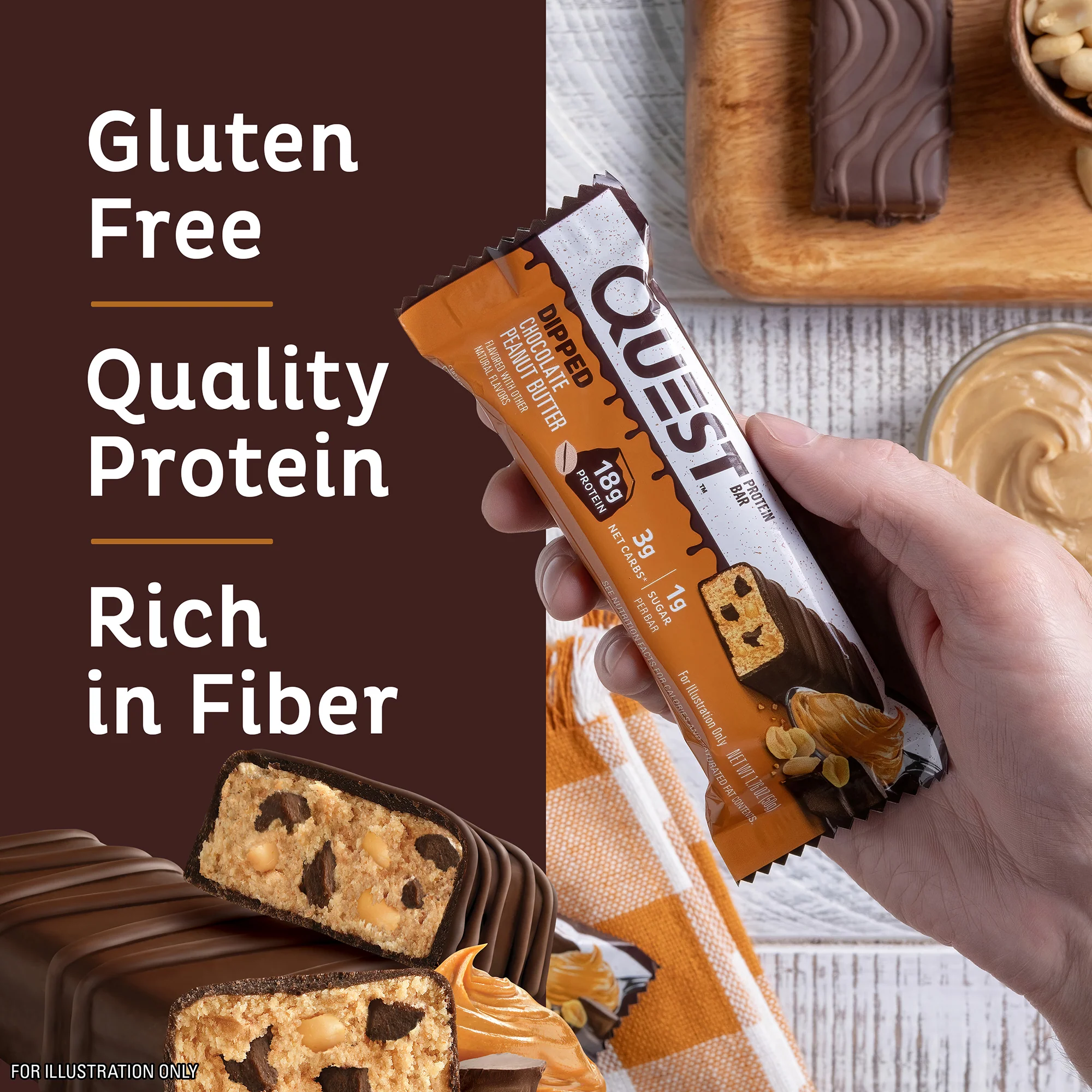 Dipped Chocolate Peanut Butter Protein Bar