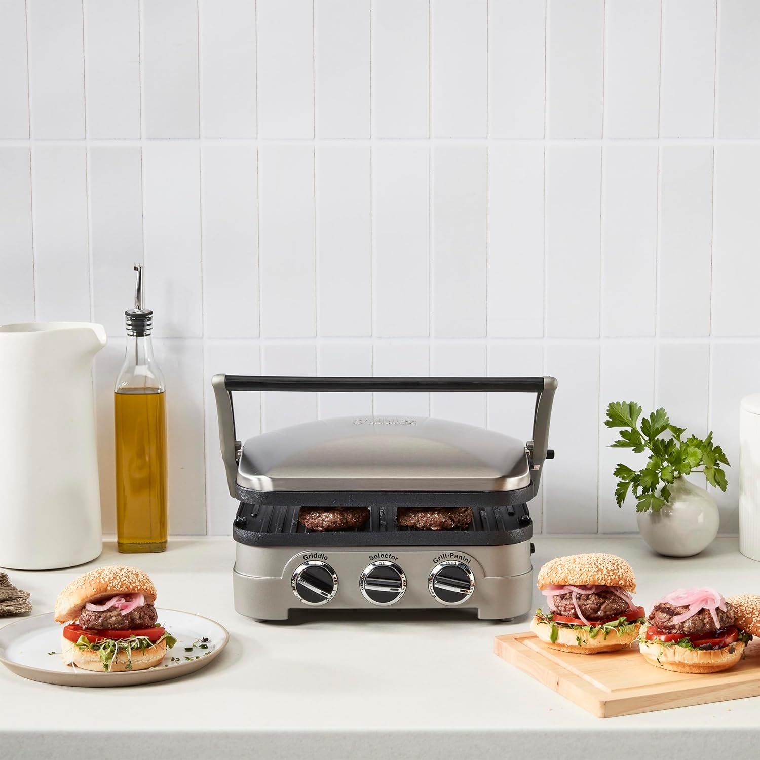 Cuisinart Panini Press, Stainless Steel Griddler, Sandwich Maker & More, 5-IN-1, GR-4NP1