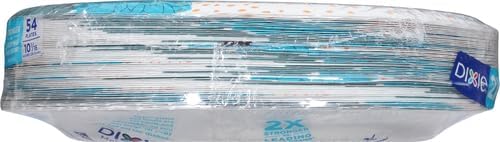 Dixie Large Paper Plates, 10 Inch, 54 Count, 2X Stronger*, Microwave-Safe, Soak-Proof, Cut Resistant, Disposable Plates For Everyday Breakfast, Lunch, & Dinner Meals