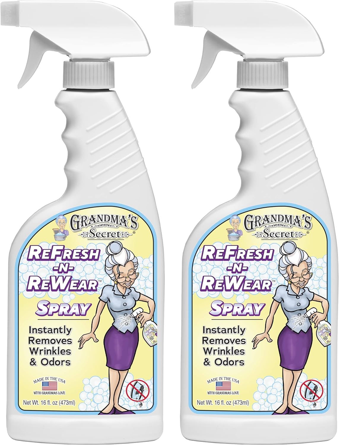 Grandma's Secret Spot Remover Laundry Spray - Chlorine, Bleach and Toxin-Free Fabric Stain Remover for Clothes - Removes Oil, Paint, Blood and Pet Stains - 16 Oz, 2 Pack
