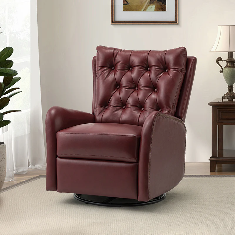 Francisco Genuine Leather Manual Swivel Recliner