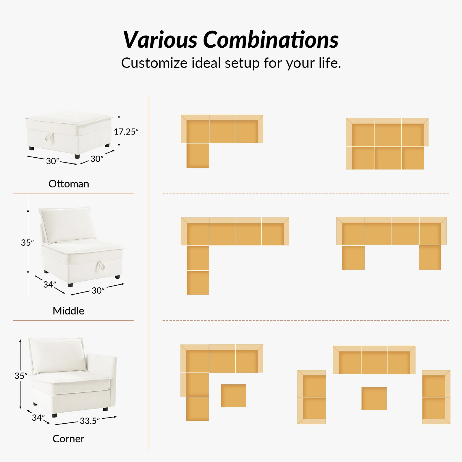 Victoria 8-Seater Soft Sectional Sofa with Storage