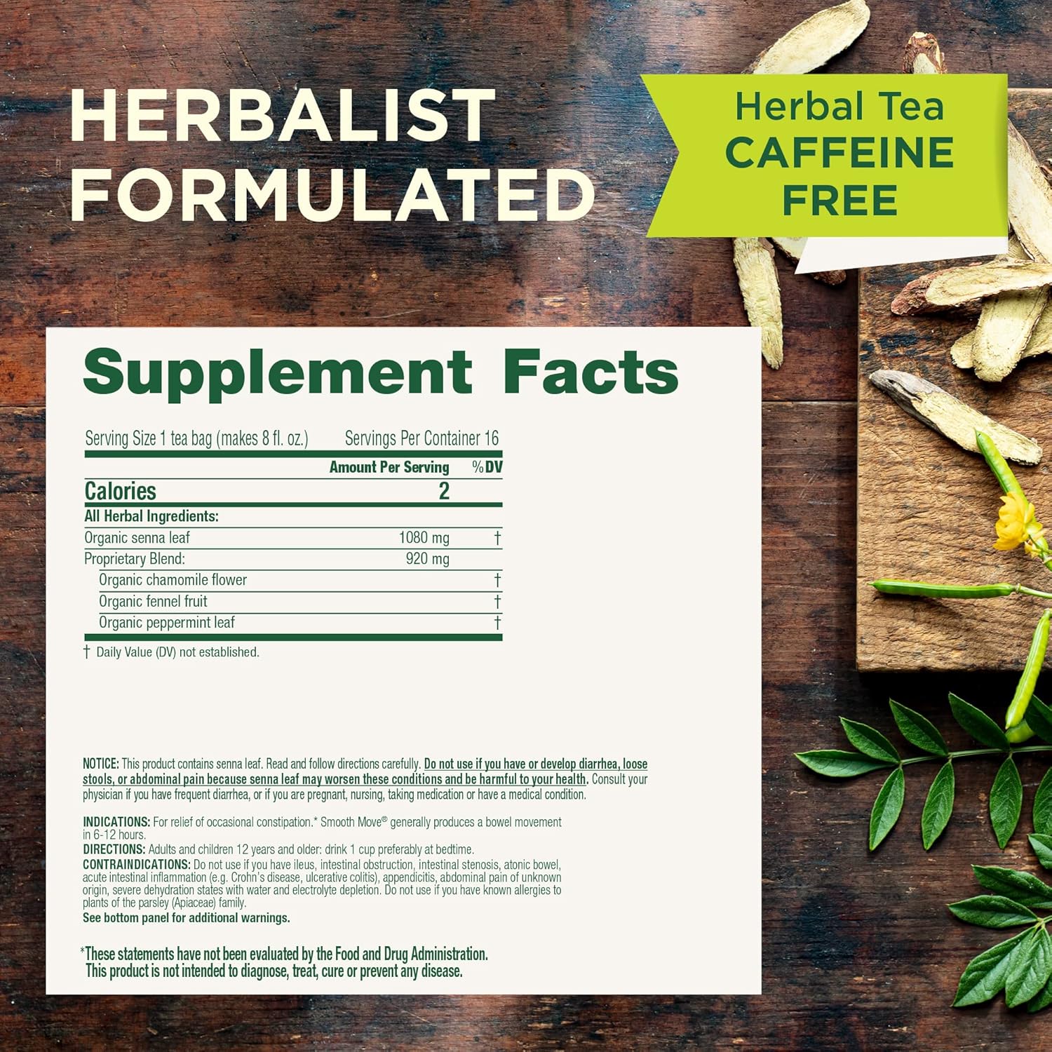 Traditional Medicinals Smooth Move, Helps Relieve Constipation Overnight, 16 Teabags