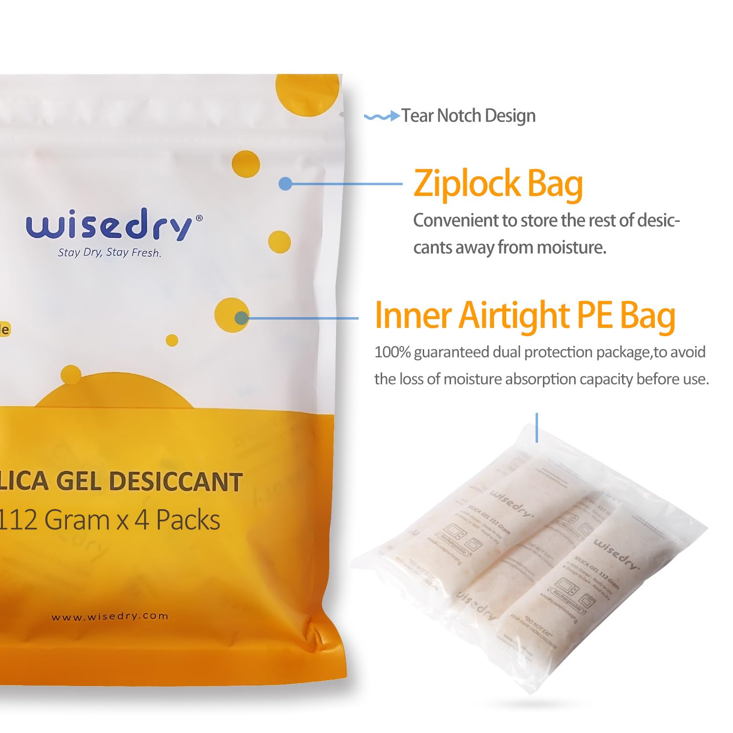 wisedry 2 x 500 Gram [2.2 lbs] Rechargeable Silica Gel Car Dehumidifier, Microwave Fast Reactivated Desiccant Packets Large for Gun Safe Closet Basement Garage Storage Moisture Absorbers Bag Reusable
