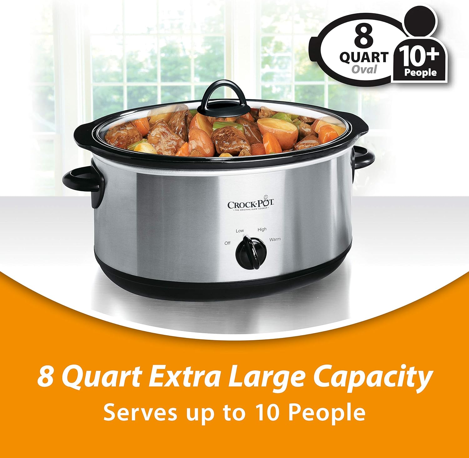 Crockpot Manual 3-Quart Slow Cooker, Silver