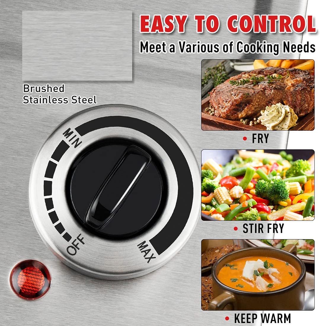 CUSIMAX Electric Hot Plate for Cooking Portable Single Burner 1500W Cast Iron hot plates Heat-up in Seconds Adjustable Temperature Control Stainless Steel Non-Slip Rubber Feet Upgraded Version B101