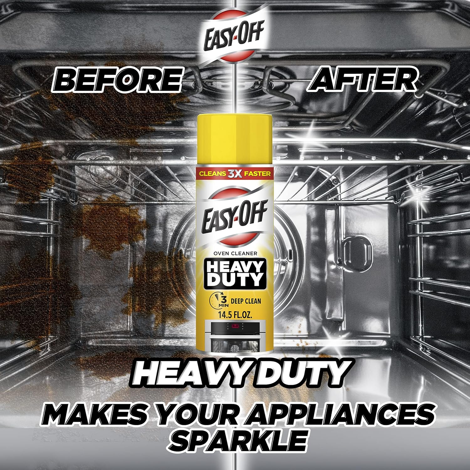 Easy Off Heavy Duty Oven Cleaner, Destroys Tough Burnt on Food and Grease, Lemon Scent, 14.5 oz Can