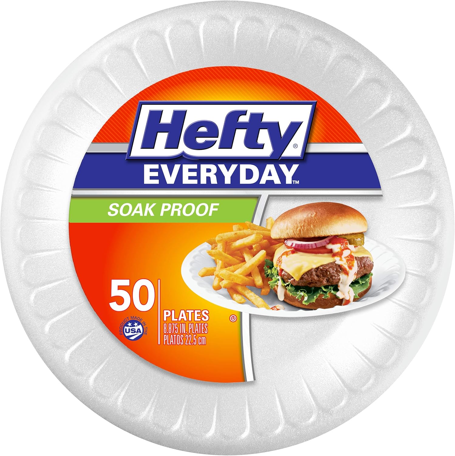 Hefty Everyday 9 Inch Foam Plates, White, 45 Count (Pack of 1)