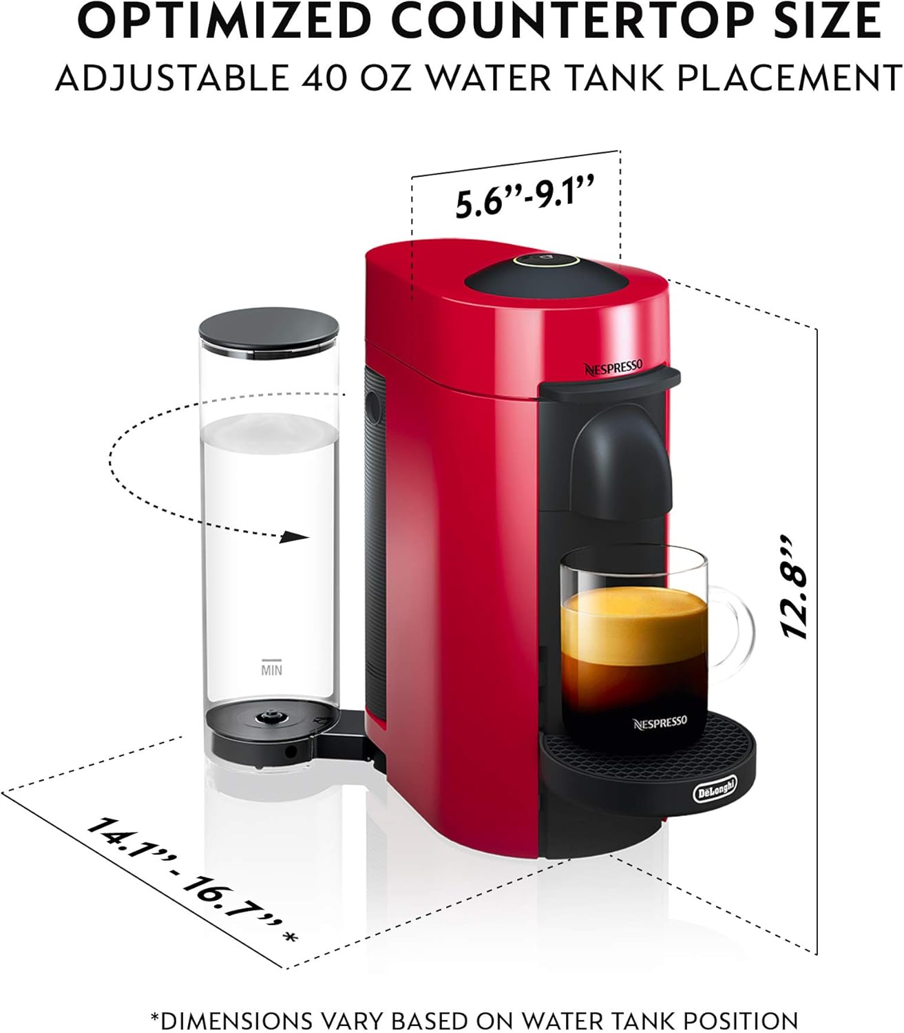 Nespresso Vertuo Plus Deluxe Coffee and Espresso Maker by De'Longhi, Matte Black