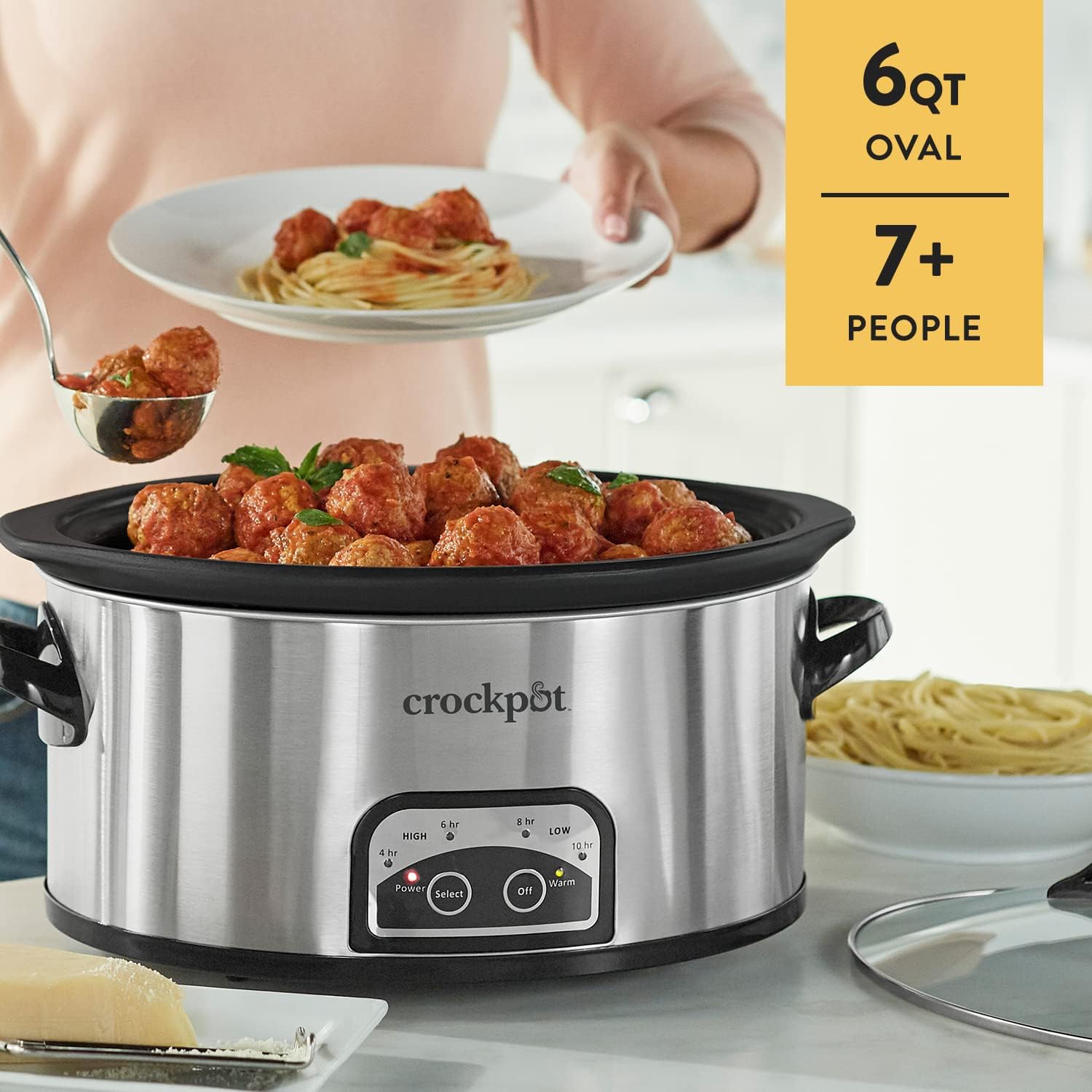Crock-Pot Large 8-Quart Programmable Slow Cooker with Auto Warm Setting, Black Stainless Steel (Pack of 1)
