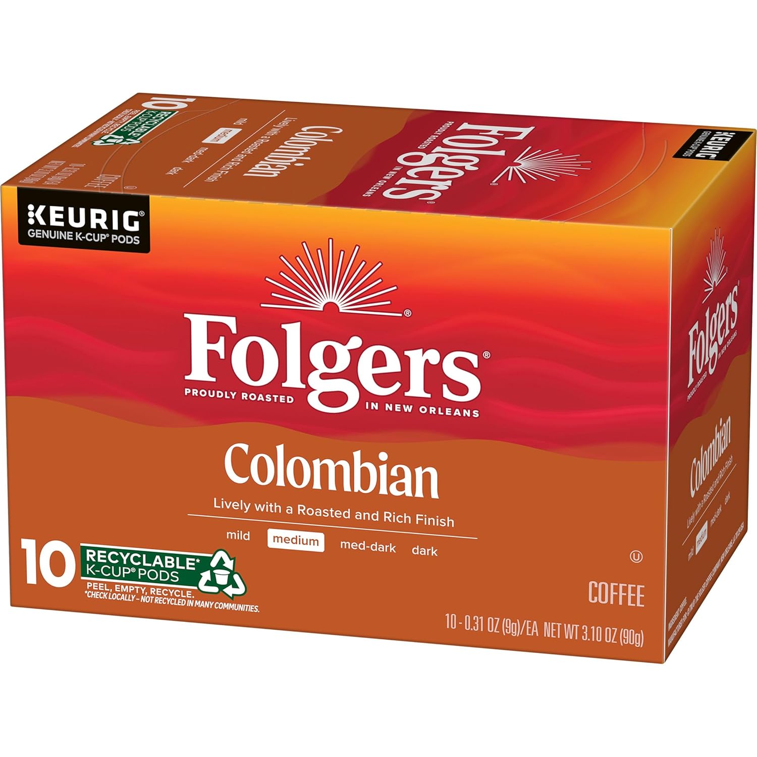 Folgers Classic Roast Medium Roast Coffee, 72 Keurig K-Cup Pods