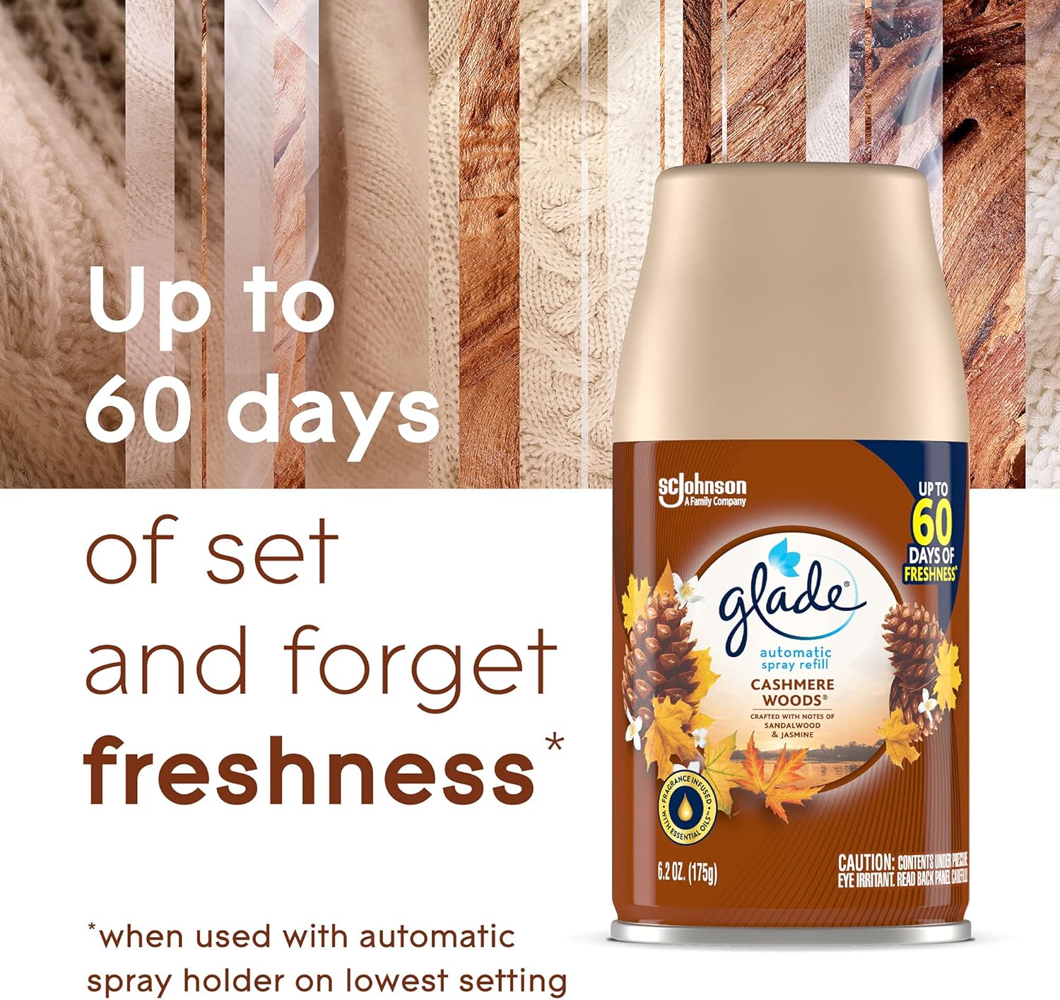 Glade Automatic Spray Refill and Holder Kit, Air Freshener for Home and Bathroom, Clean Linen, 6.2 Oz, 2 Count