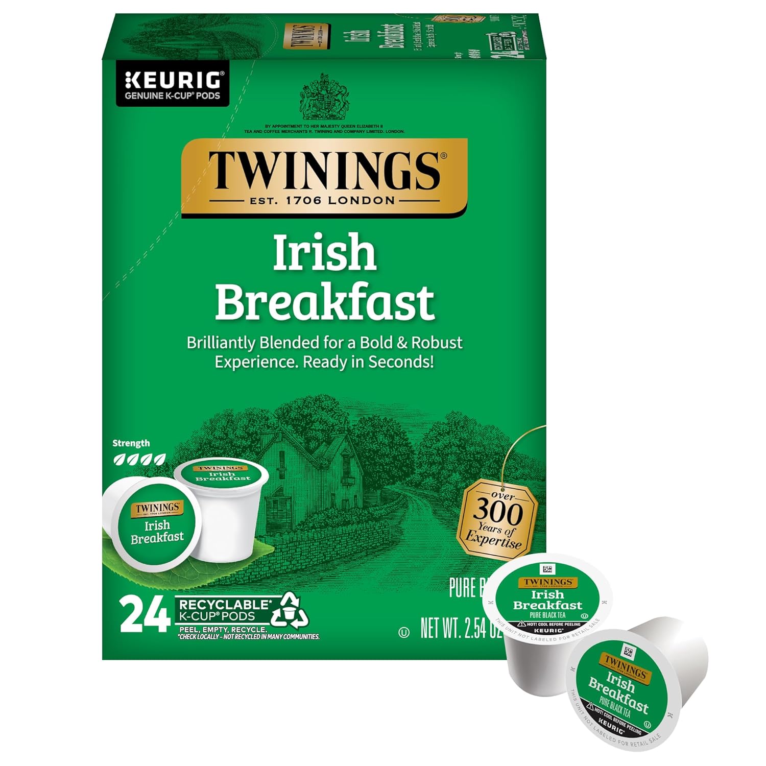 Twinings English Breakfast Black Tea K-Cup Pods for Keurig, 24 Count (Pack of 1), Smooth, Flavourful, Robust, Caffeinated, Enjoy Hot or Iced | Packaging May Vary