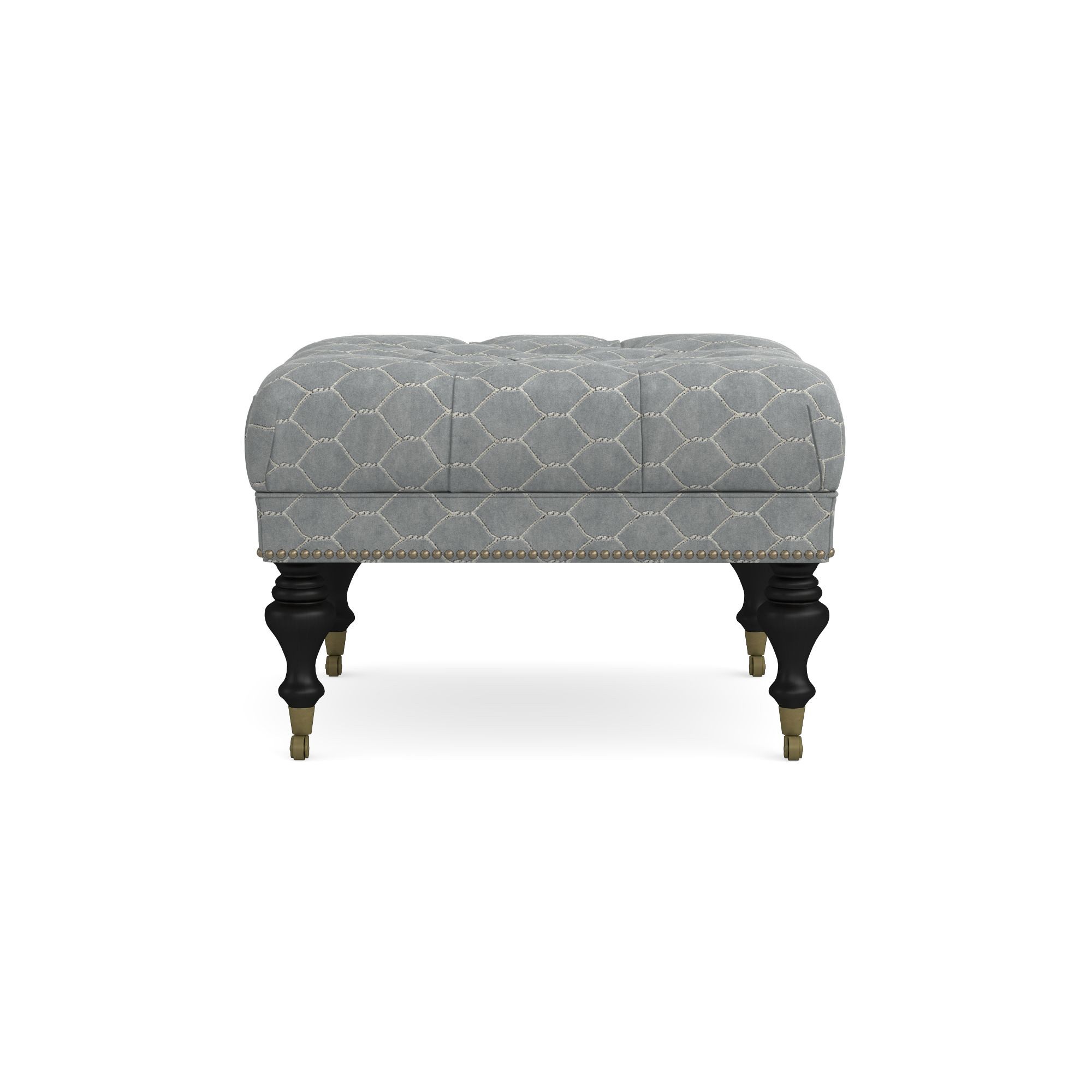 Sanderson x Giles Deacon Fairfax Bench Ottoman, Turned Leg with Tufted Top (26