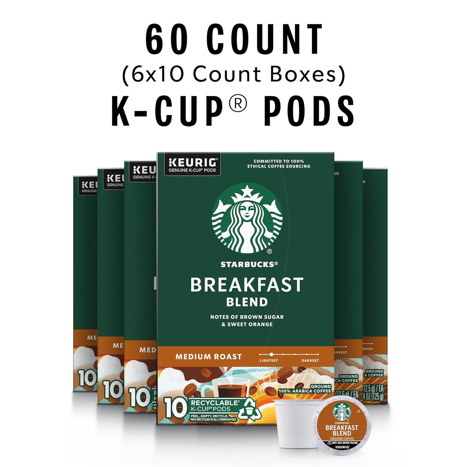 Starbucks K-Cup Coffee Pods, Medium Roast Coffee, Pike Place Roast for Keurig Brewers, 100% Arabica, 4 boxes (96 pods total)