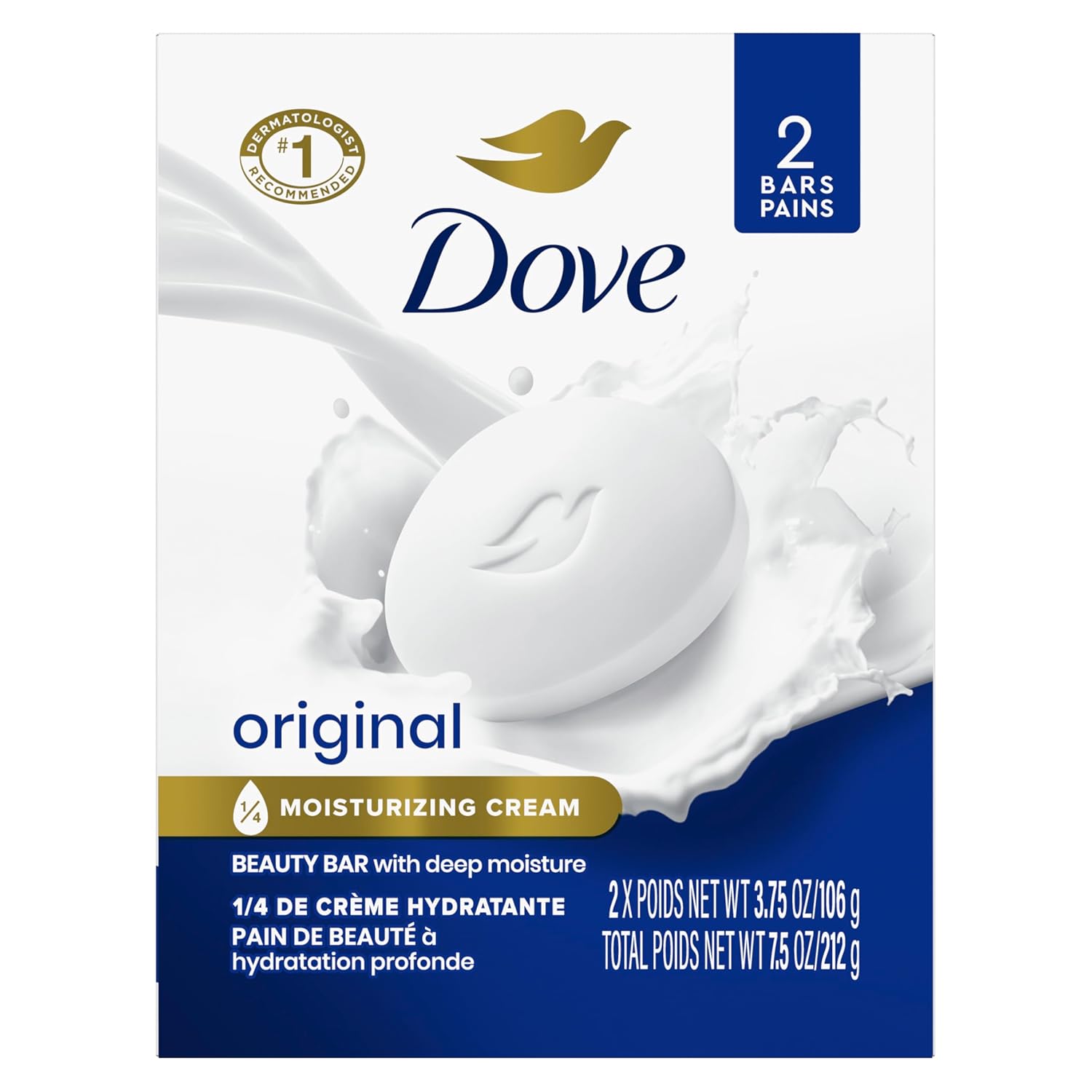 Dove Beauty Bar Gentle Skin Cleanser Moisturizing for Gentle Soft Skin Care Original Made With 1/4 Moisturizing Cream 3.75 oz, 14 Bars