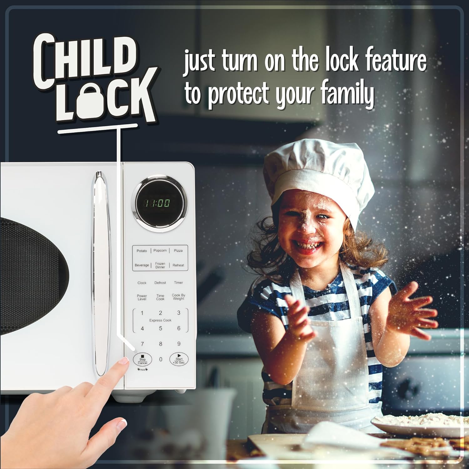 Nostalgia Retro Compact Countertop Microwave Oven - 0.7 Cu. Ft. - 700-Watts with LED Digital Display - Child Lock - Easy Clean Interior - Aqua