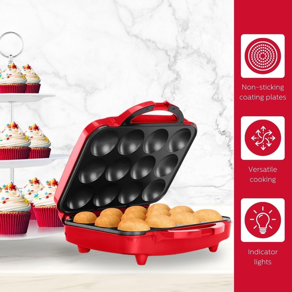 Holstein Housewares Non-Stick Cupcake Maker, Teal - Makes 6 Cupcakes, Muffins, Cinnamon Buns - Birthdays, Holidays, and More
