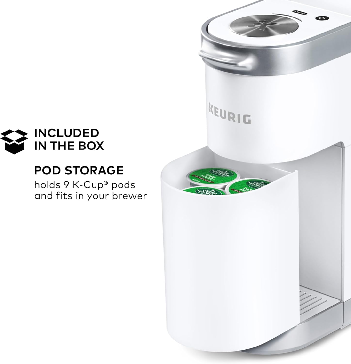 Keurig K-Mini Plus Single Serve K-Cup Pod Coffee Maker, with 6 to 12oz Brew Size, Stores up to 9 K-Cup Pods, Travel Mug Friendly, Matte Black