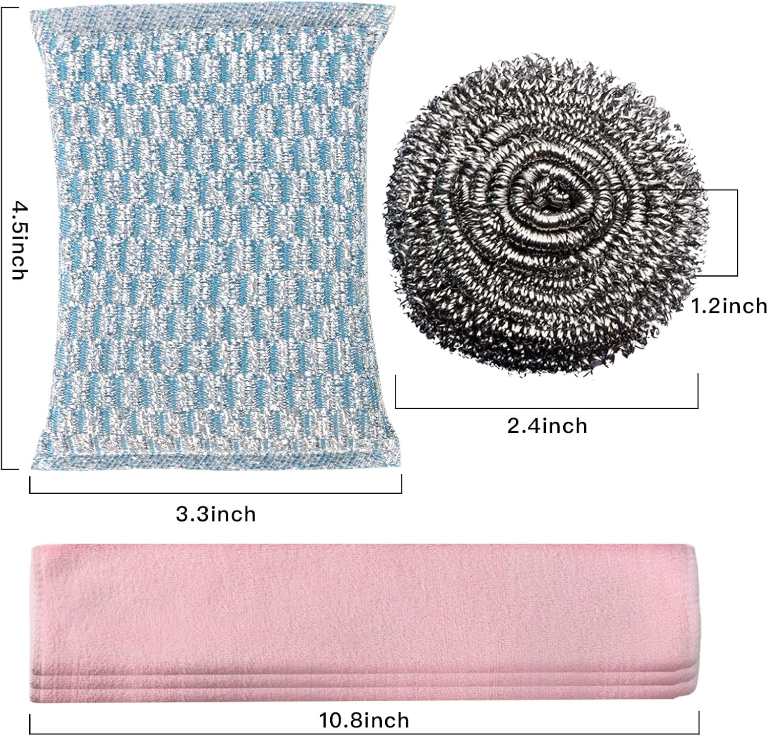 6Pcs Steel Wool Scrubbers - Flexible Scrubber Pads for Cleaning Dishes, Pots, Pans, Grills and Sinks