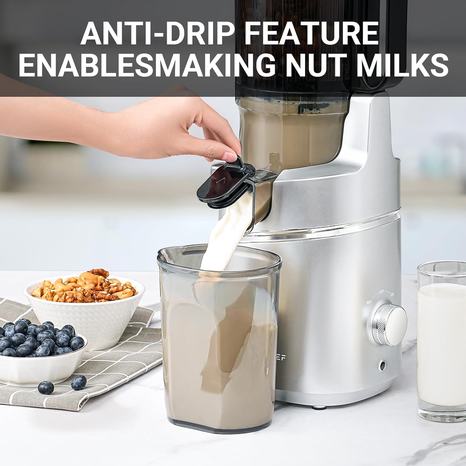 Juicer Machines, AMZCHEF 5.3-Inch Self-Feeding Masticating Juicer Fit Whole Fruits & Vegetables, Cold Press Electric Juicer Machines with High Juice Yield, Easy Cleaning, BPA Free, 250W, Black