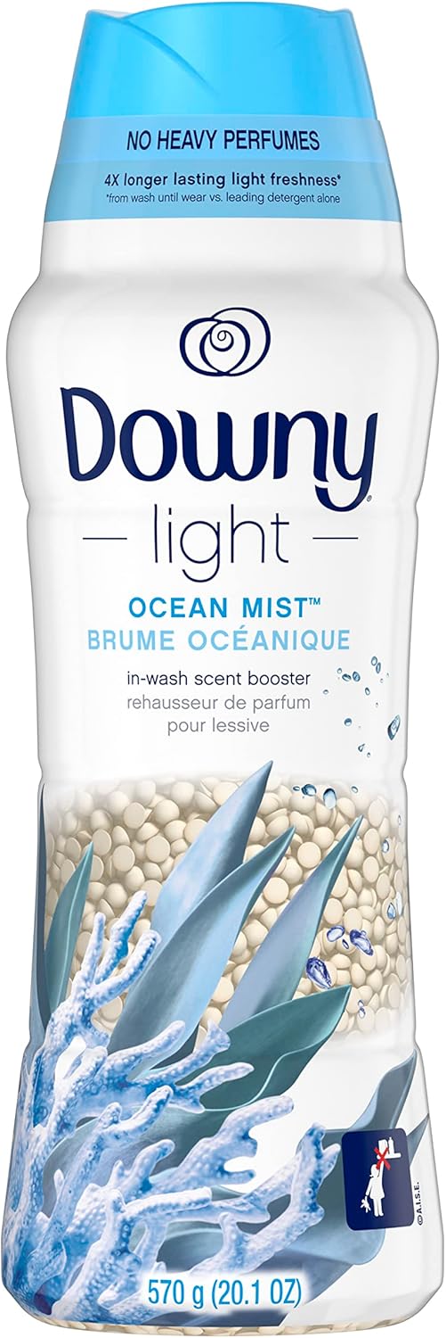 Downy Light In Wash Scent Booster Beads, Ocean Mist Scent, 24 oz, Downy Scent Booster Beads, Laundry Beads, No Heavy Perfumes