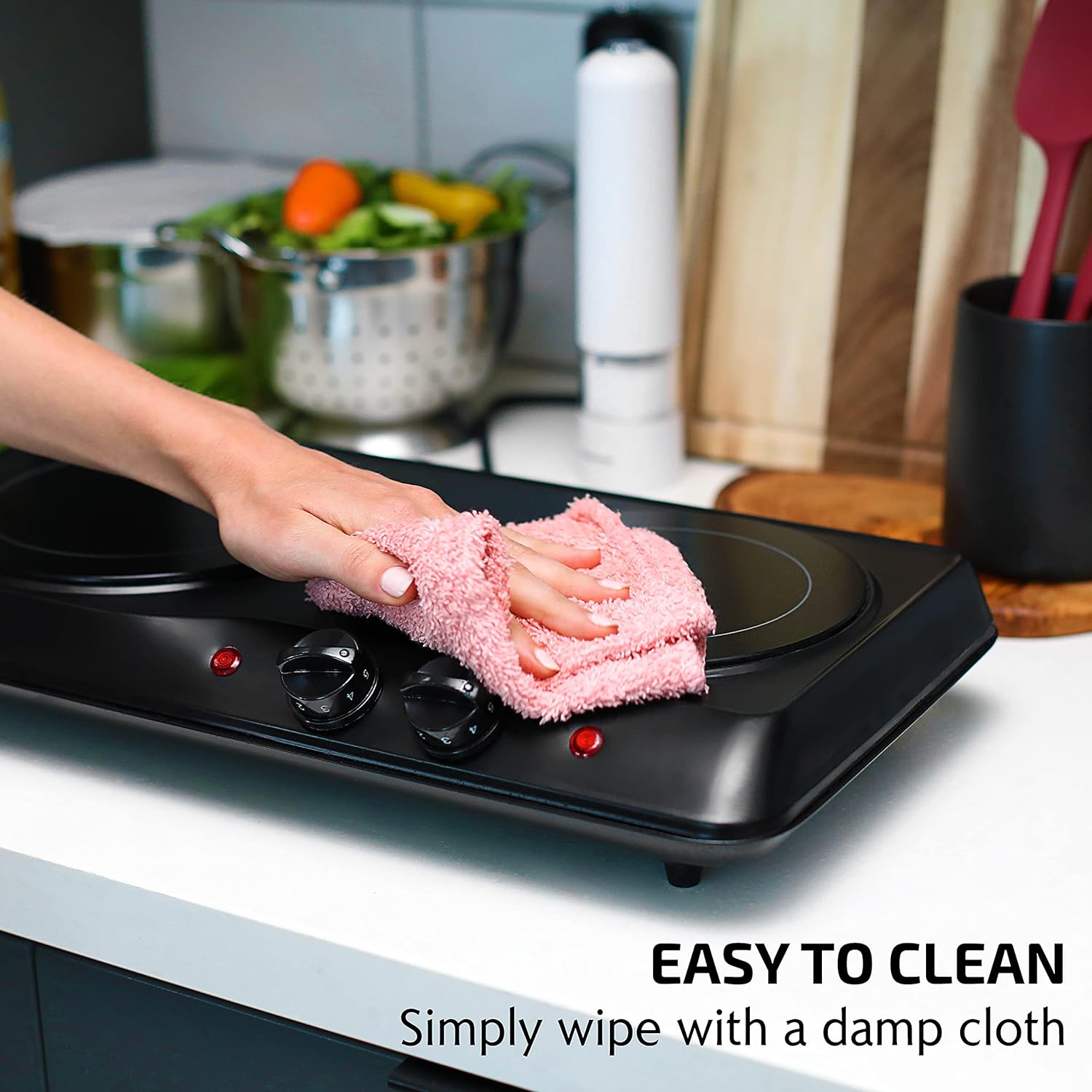 OVENTE Countertop Infrared Single Burner, 1000W Electric Hot Plate with 7” Ceramic Glass Cooktop, 5 Level Temperature Setting & Easy to Clean Base, Compact Stove for Home Dorm Office, Silver BGI101S