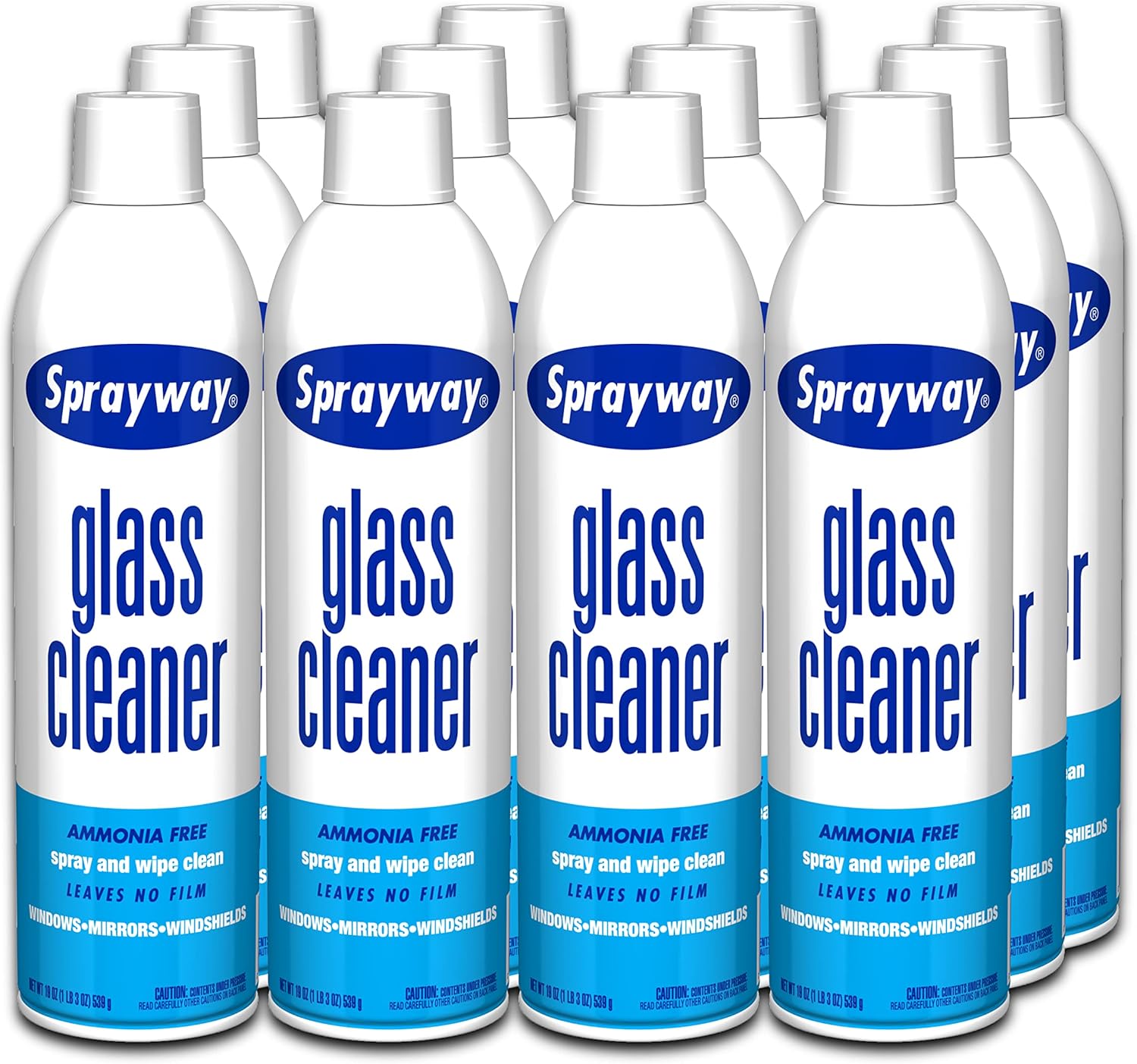Sprayway Glass Cleaner with Foaming Spray for a Streak-Free Shine for Home and Automotive Use, 19 oz, Pack of 12, White