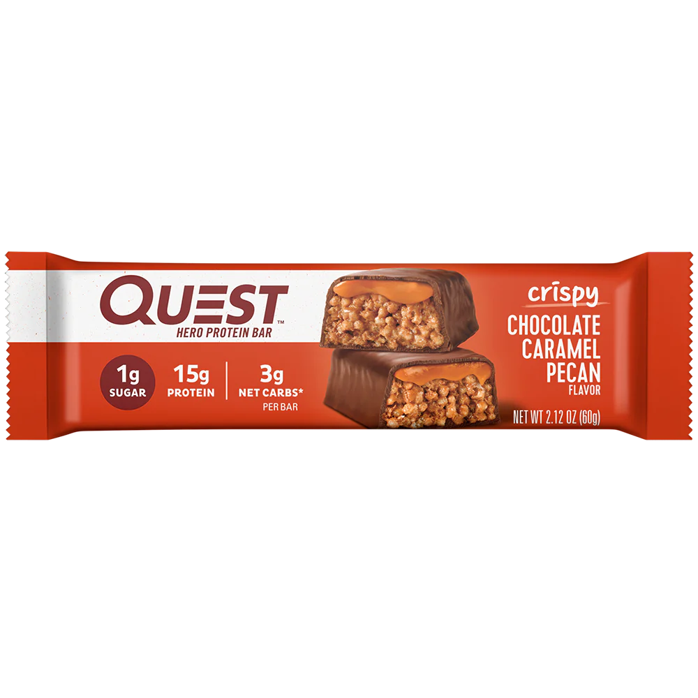 Chocolate Caramel Pecan Crispy Hero Protein Bars