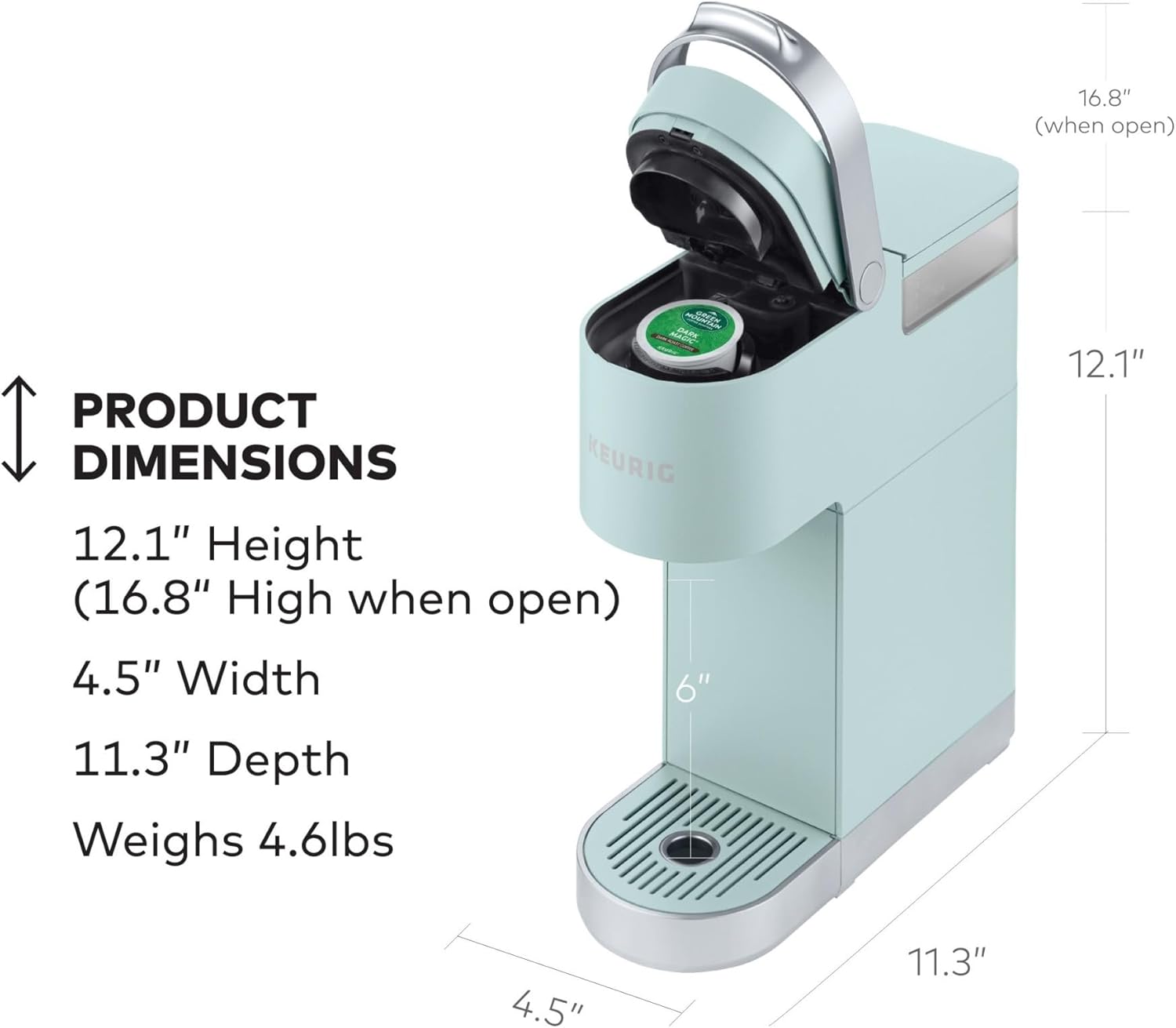 Keurig K-Mini Plus Single Serve K-Cup Pod Coffee Maker, with 6 to 12oz Brew Size, Stores up to 9 K-Cup Pods, Travel Mug Friendly, Matte Black