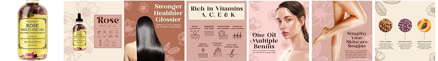 Provence Multi-Use Face, Body & Hair Oil - Hydrates Skin, Restores Shine - With Apricot, Coconut Oil & Vitamin E - 4 Fl Oz