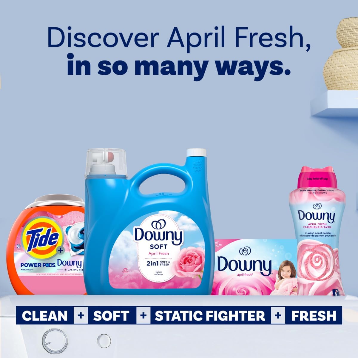 Downy Fabric Softener Liquid, April Fresh Scent, 140 fl oz, 190 Loads, HE Compatible
