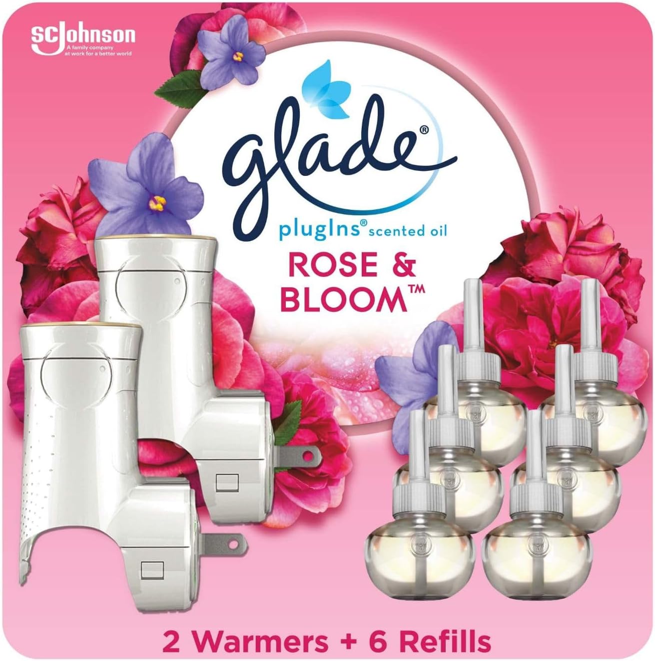 Glade PlugIns Air Freshener Starter Kit, Scented and Essential Oils for Home and Bathroom, Clean Linen, 4.02 Fl Oz, 2 Warmers and 6 Refills
