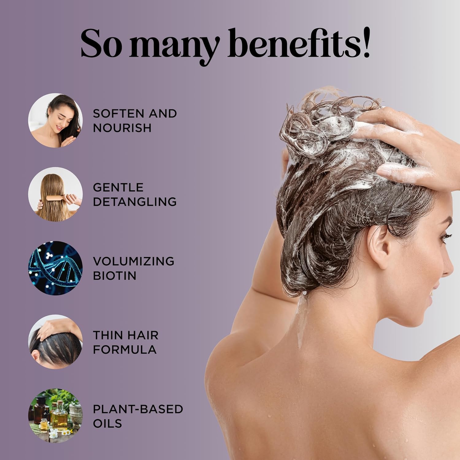 Volumizing Biotin Shampoo and Conditioner Set - Sulfate Free Shampoo and Conditioner for Dry Damaged Hair Care - Thinning Hair Shampoo and Conditioner with Nourishing Biotin and Rosemary Oil (8oz)