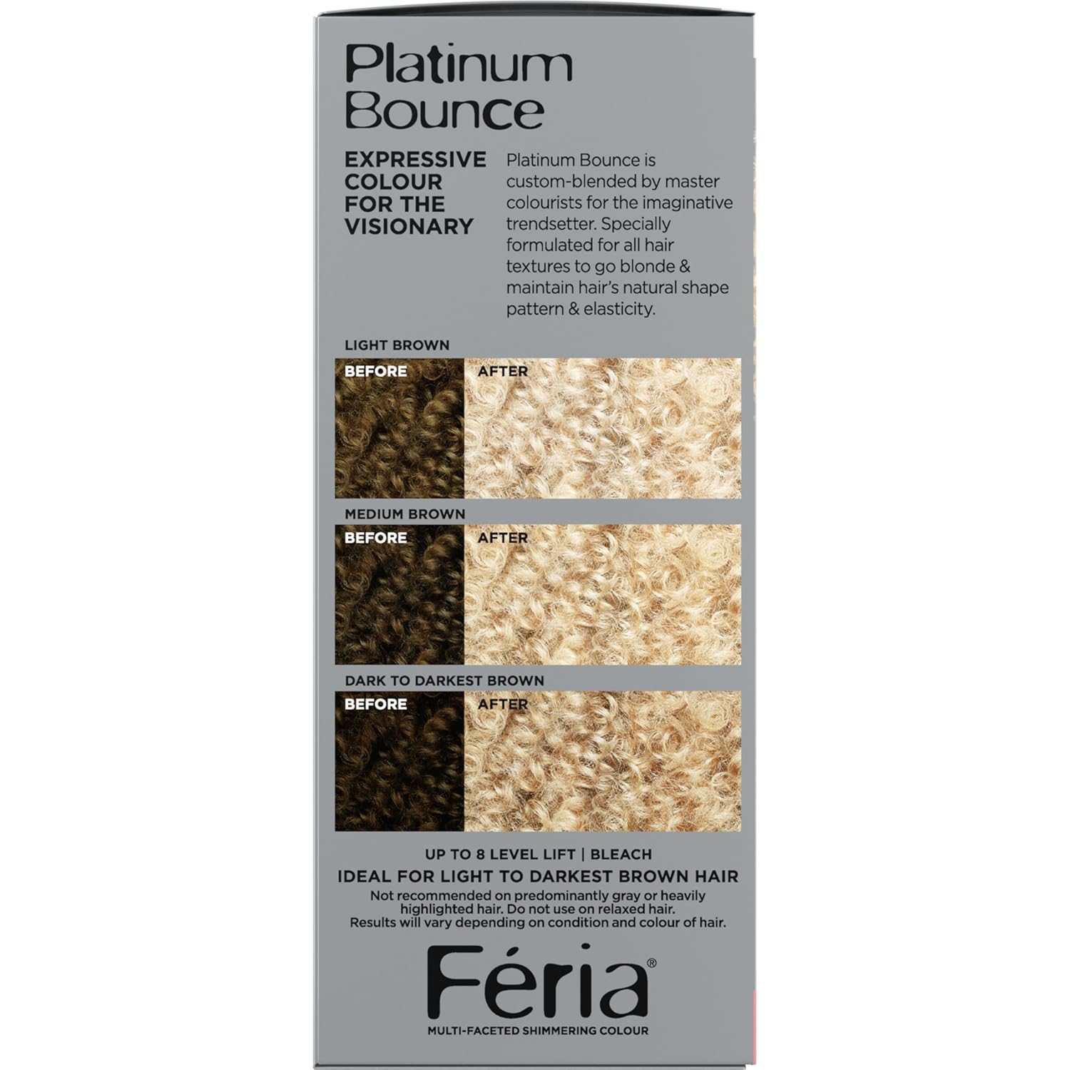 L'Oreal Paris Feria Hyper Platinum Advanced Lightening System Hair Bleach, Lifts Up To 8 Levels, Includes Anti Brass Purple Conditioner, 1 Hair Dye Kit