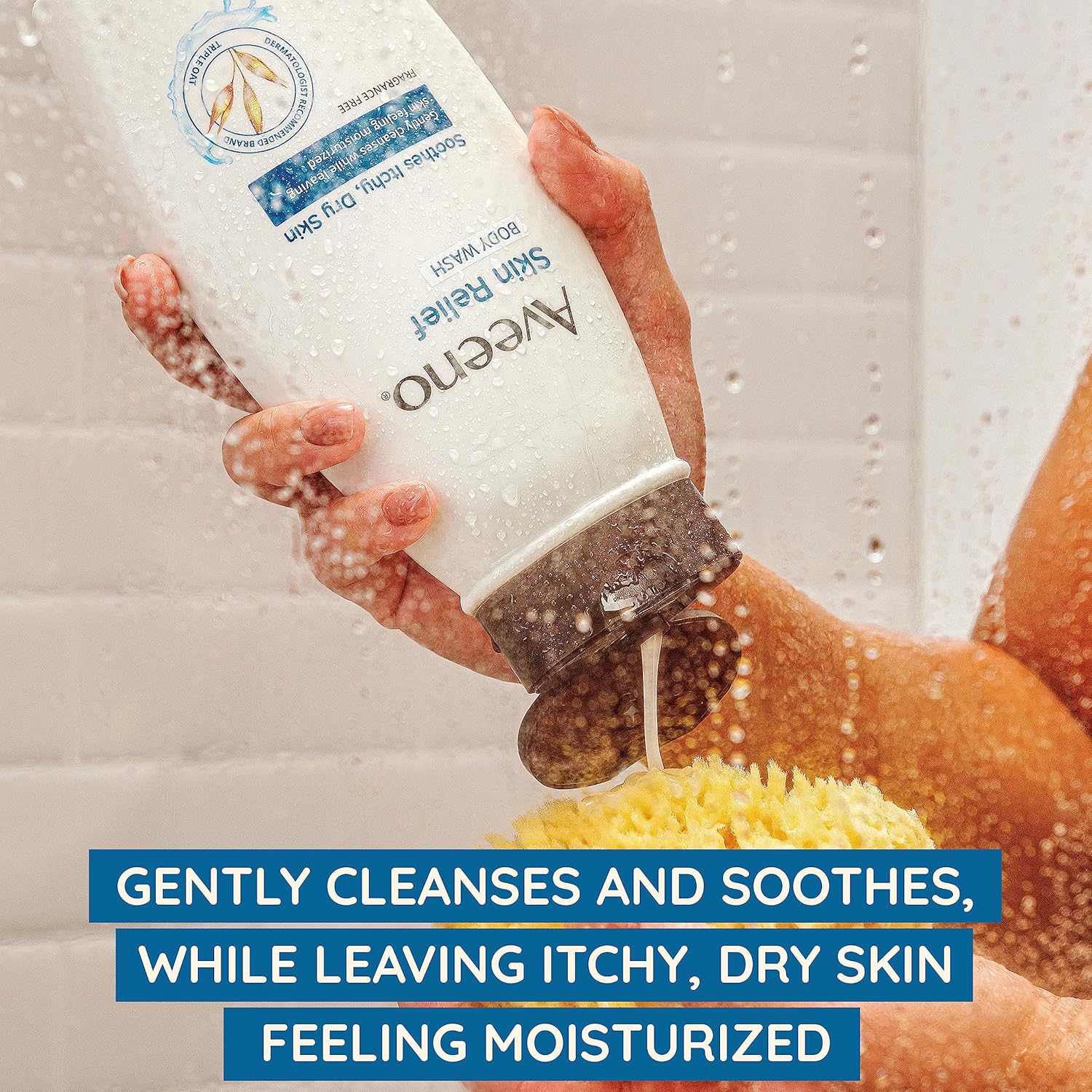 Aveeno Skin Relief Body Wash with Triple Oat Formula Soothes Itchy and Dry Skin, Fragrance Free Body Wash for Sensitive Skin, 33 FL OZ