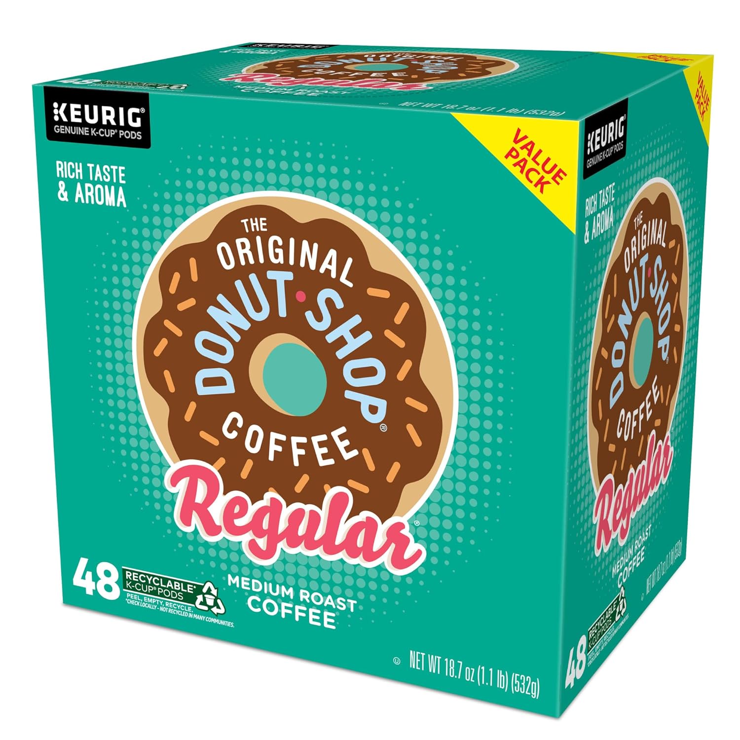 The Original Donut Shop Regular Keurig Single-Serve K-Cup Pods, Medium Roast Coffee, 96 Count