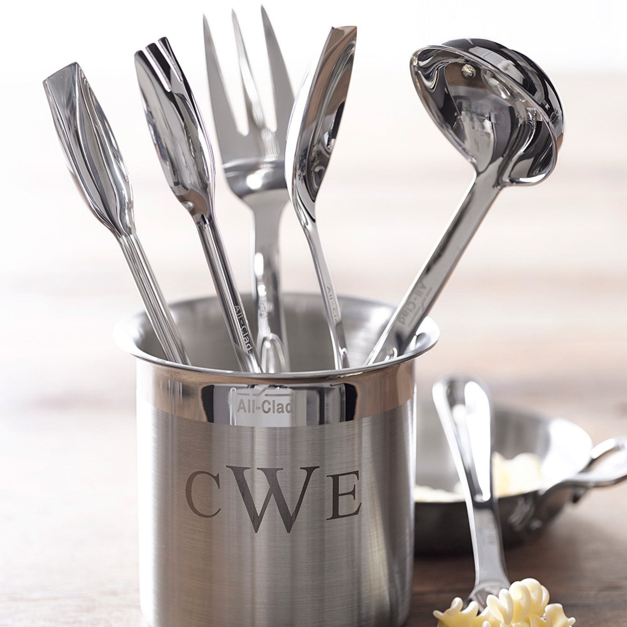 All-Clad Cook & Serve Stainless-Steel Utensils with Utensil Holder, Set of 6