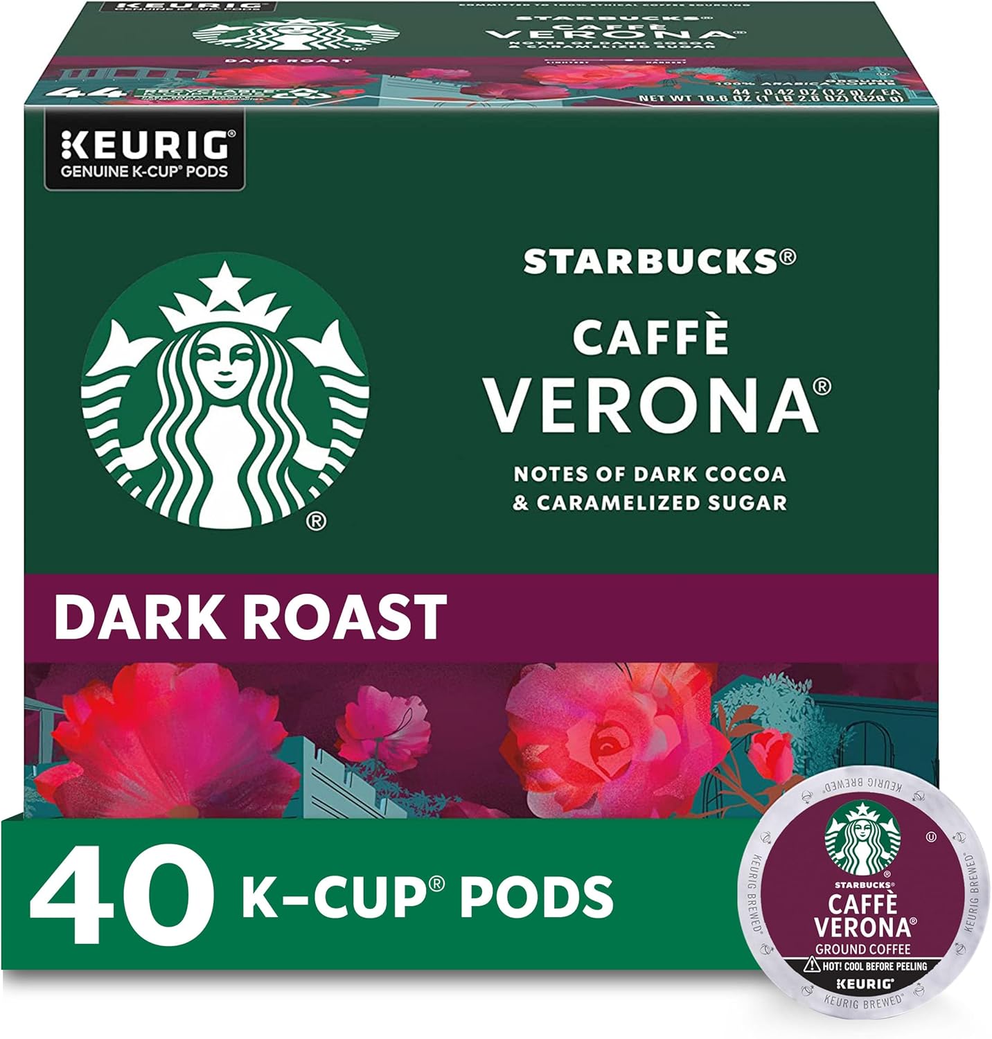 Starbucks K-Cup Coffee Pods, Dark Roast Coffee, French Roast for Keurig Brewers, 100% Arabica, 4 boxes (96 pods total)