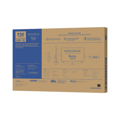 【2024 Limited Time Deal + Free Shipping】Insignia™- 43″ Class F30 Series LED 4K UHD Smart Fire TV with Alexa Voice Remote (NS-43F301NA25)