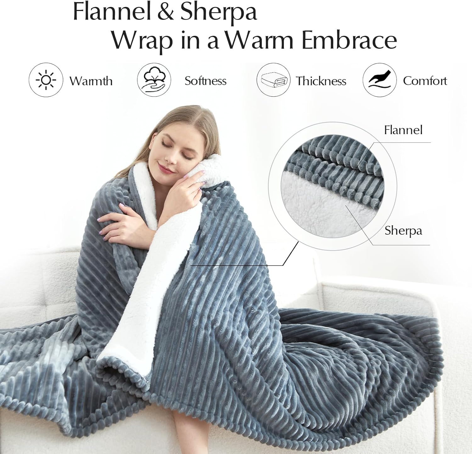 Heated Blanket Throw Size, Soft and Cozy Electric Heating Blanket for Bed, Automatic Safety System 6 Heating Levels & 4 Hours Auto-Off, 50