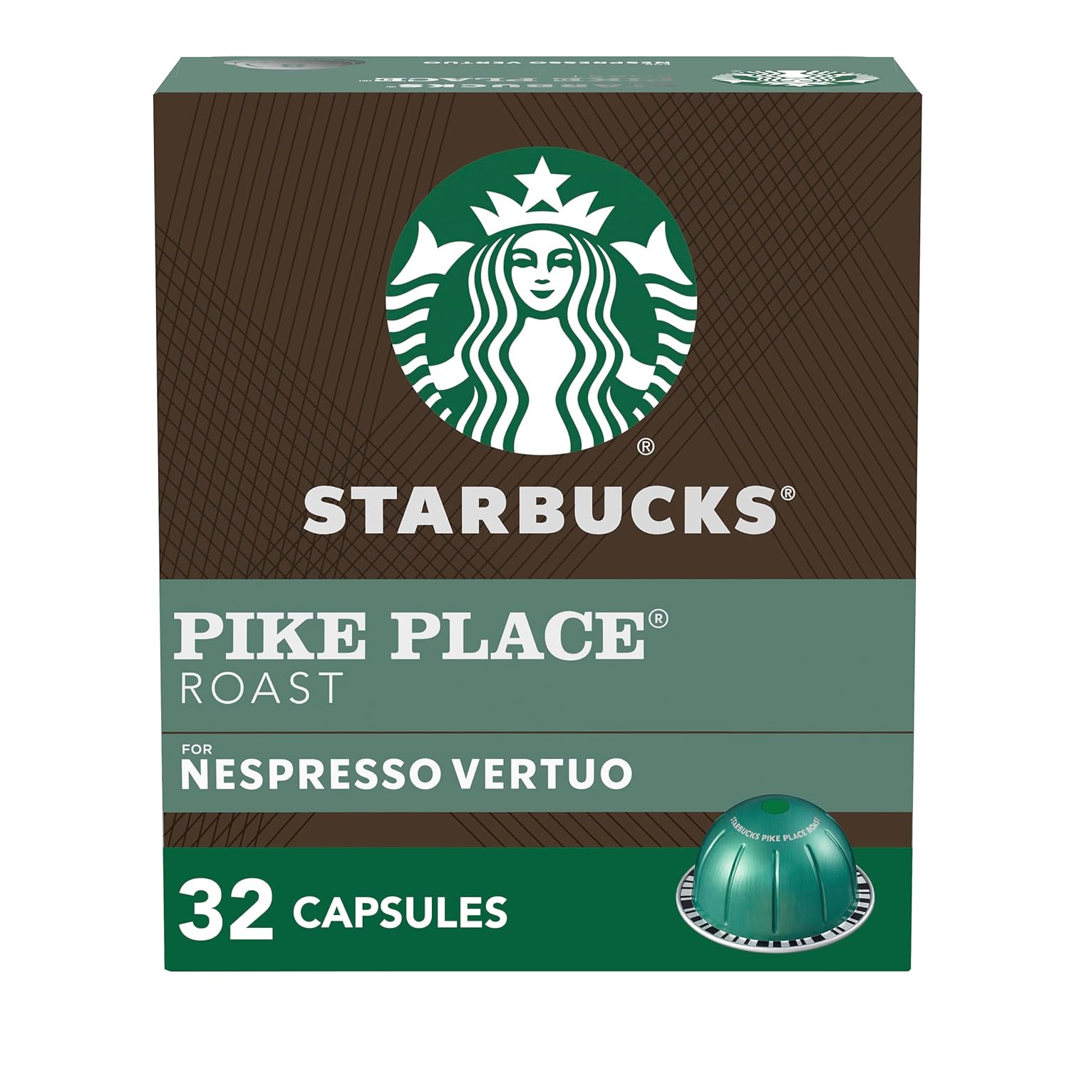 Starbucks by Nespresso Vertuo, Pike Place, Medium Roast Coffee 32-count Coffee Pods, Brews 7.8 oz.