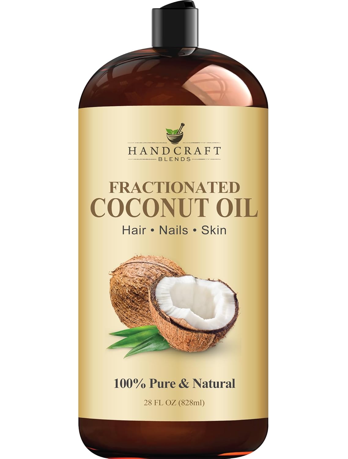 Handcraft Blends Fractionated Coconut Oil - 16 Fl Oz - 100% Pure and Natural - Premium Grade Oil for Skin and Hair - Carrier Oil - Hair and Body Oil - Massage Oil - Hair Tonic
