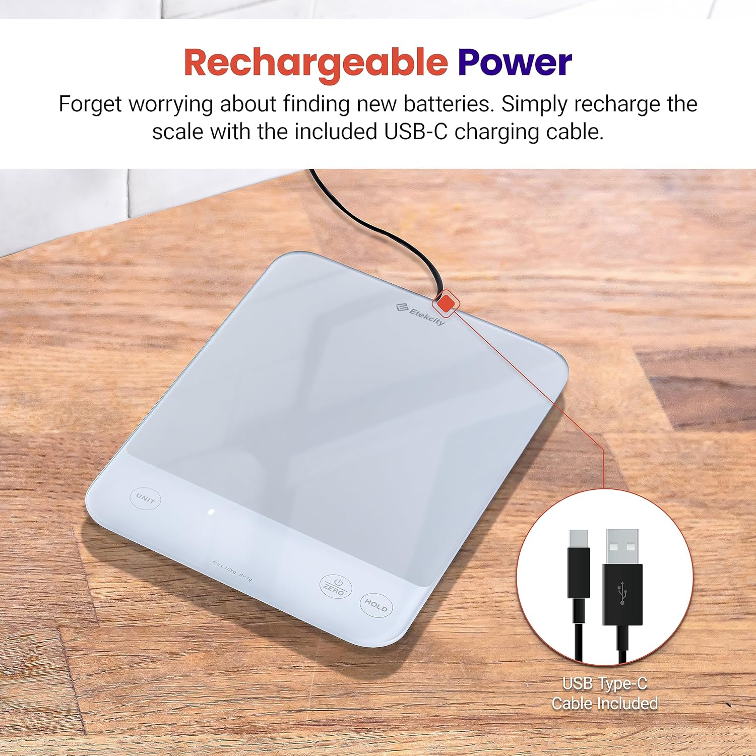 Etekcity Food Kitchen Scale, Digital Grams and Ounces for Weight Loss, Baking, Cooking, Keto and Meal Prep, LCD Display, Medium, 304 Stainless Steel