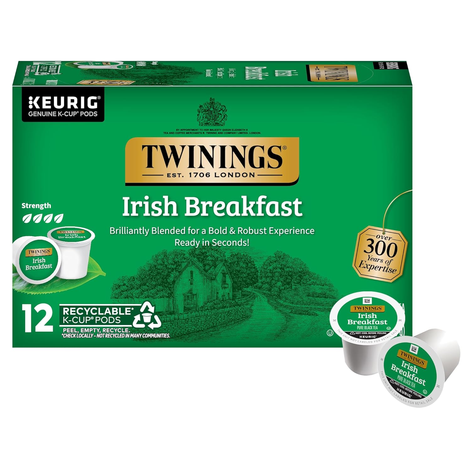 Twinings English Breakfast Black Tea K-Cup Pods for Keurig, 24 Count (Pack of 1), Smooth, Flavourful, Robust, Caffeinated, Enjoy Hot or Iced | Packaging May Vary