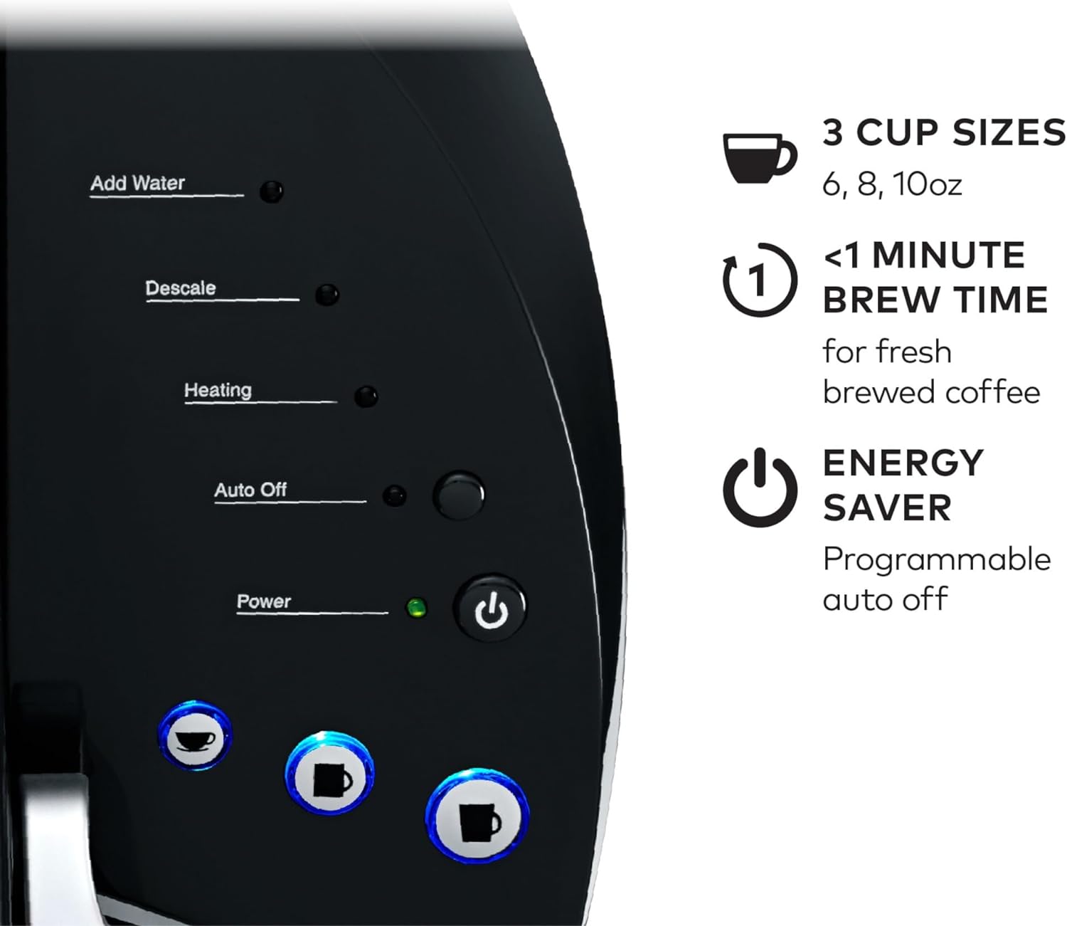 Keurig K-Classic Single Serve K-Cup Pod Coffee Maker, with 3 Brew Sizes, 48oz Removable Reservoir, Black
