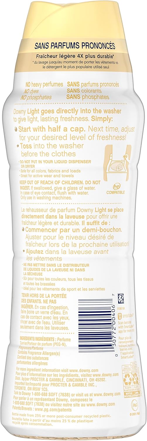 Downy Light In Wash Scent Booster Beads, Ocean Mist Scent, 24 oz, Downy Scent Booster Beads, Laundry Beads, No Heavy Perfumes